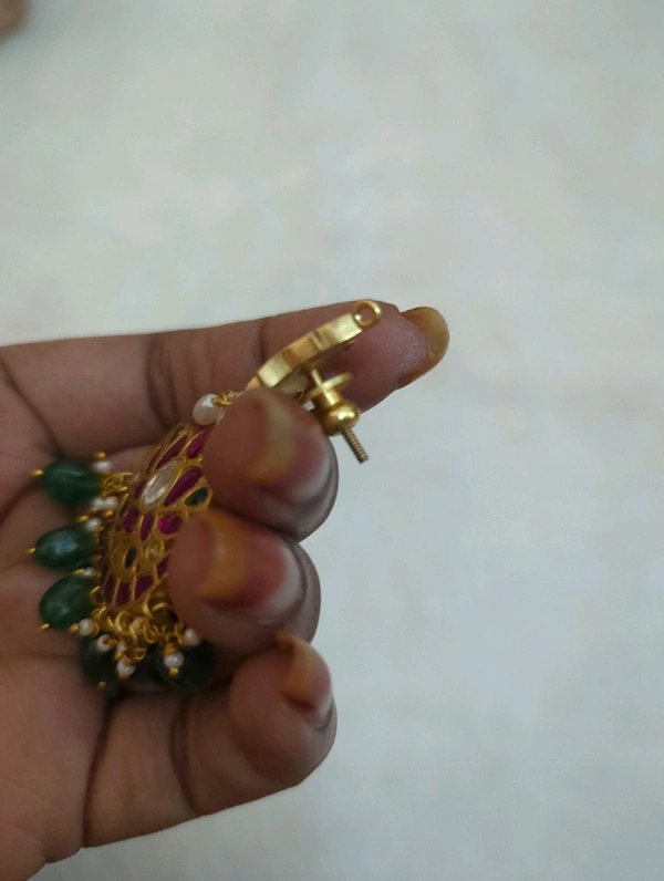 Gold Copy Jadua Kundan Earrings  - Vz