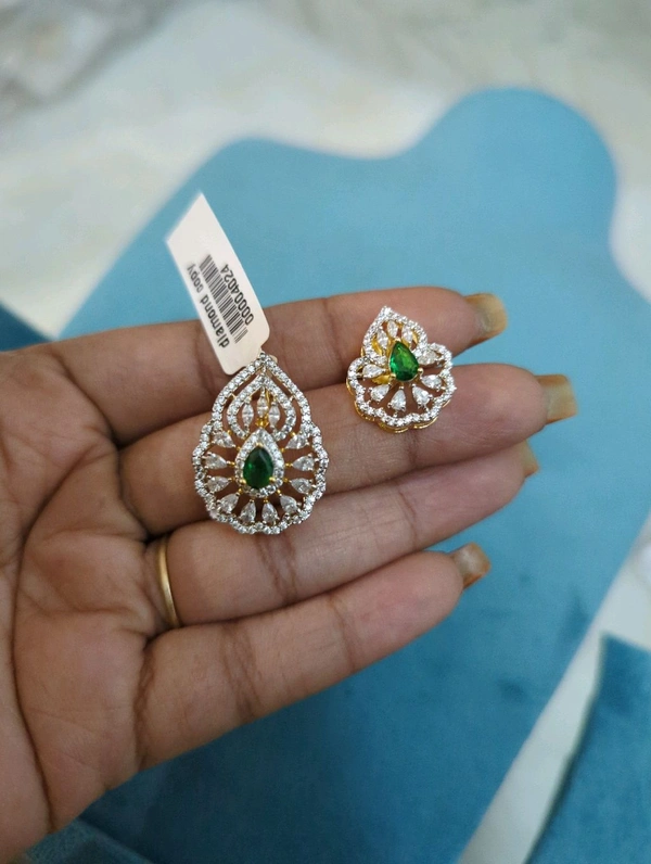 Diamond Copy Pendant Set  - green