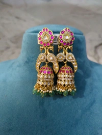Designer Jadua Kundan Jumkies  - Hd