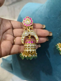 Designer Jadua Kundan Jumkies  - Hd