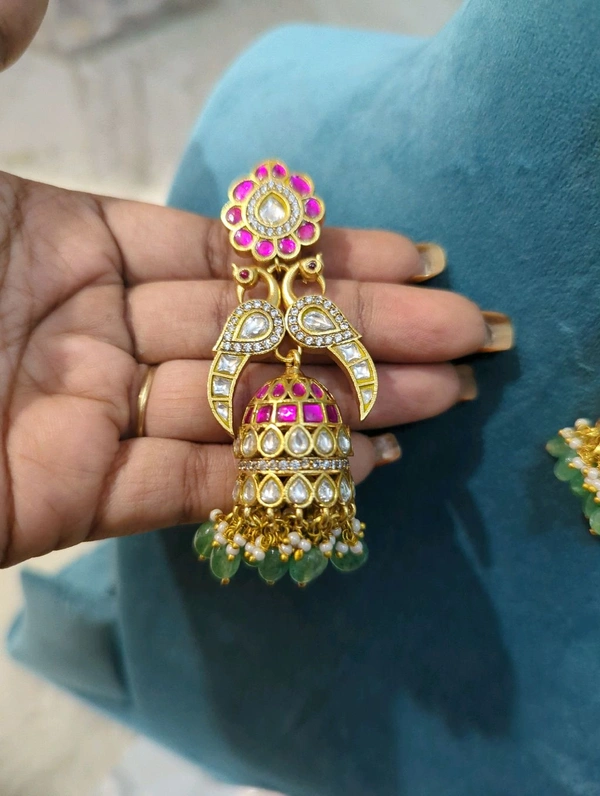 Designer Jadua Kundan Jumkies  - Hd