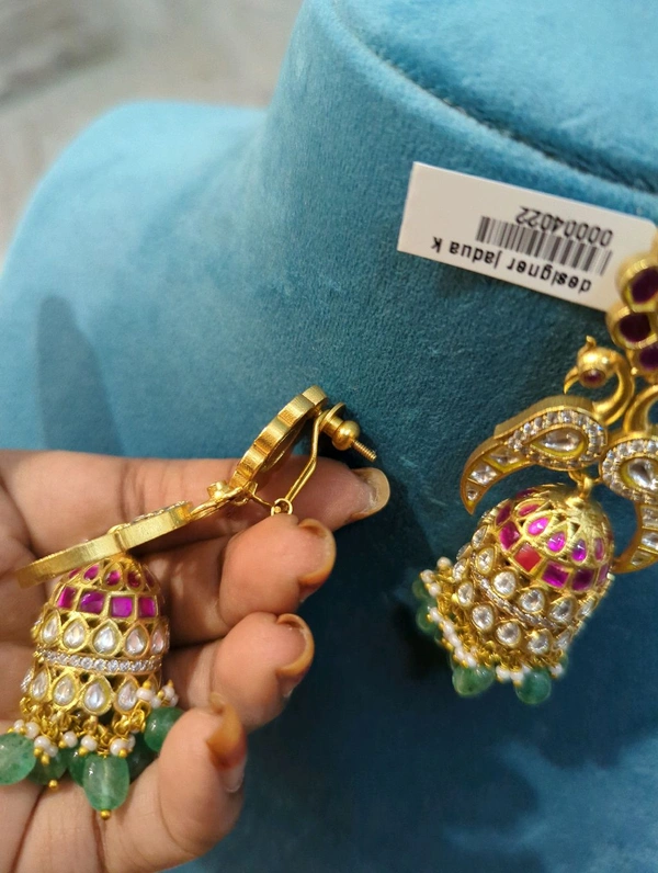 Designer Jadua Kundan Jumkies  - Hd