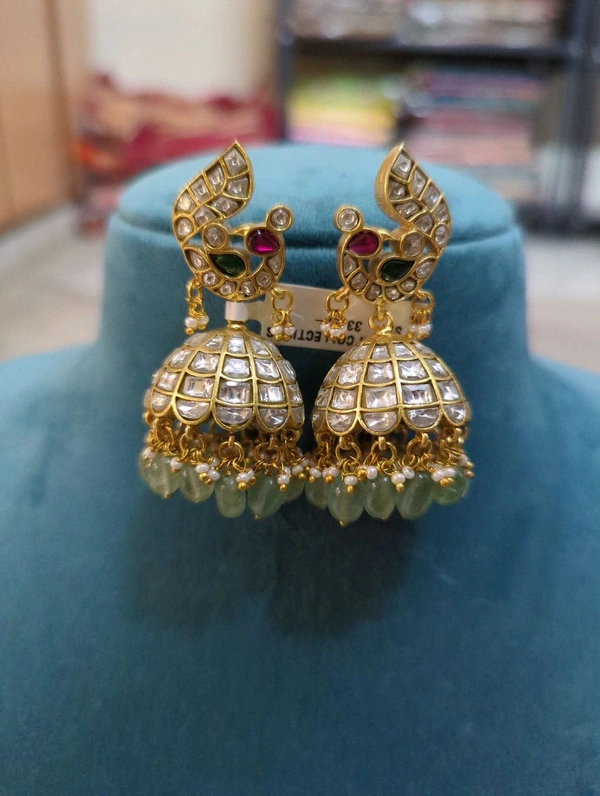 Premium Jadua Kundan Jumkies  - Vz