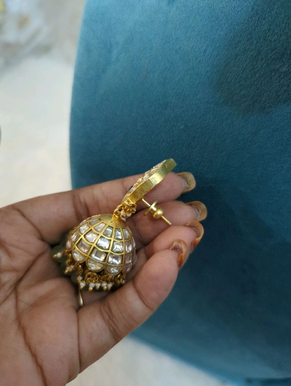 Premium Jadua Kundan Jumkies  - Vz