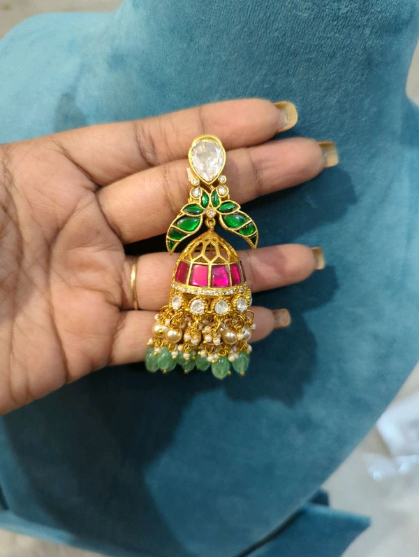 Premium Jadua Kundan Jumkies  - Vz