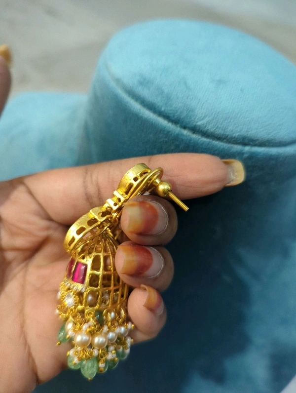 Premium Jadua Kundan Jumkies  - Vz