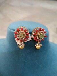Beautiful Coral Diamond Copy Earrings  - Vz