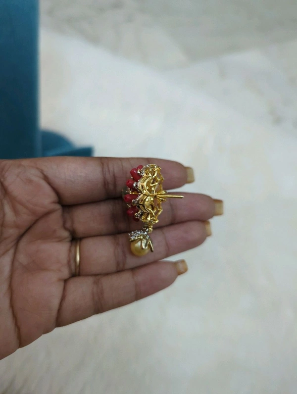 Beautiful Coral Diamond Copy Earrings  - Vz