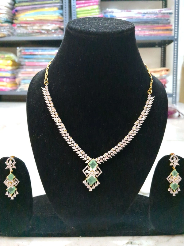Premium Diamond Copy Neck Set  - Vz, Jungle Mist