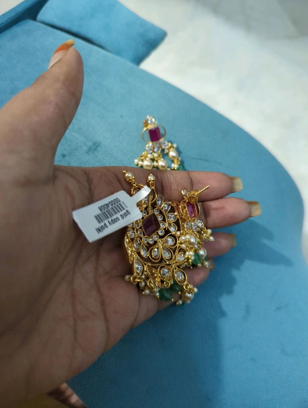 Gold Copy Polki Pendent Set  - Vz, pink