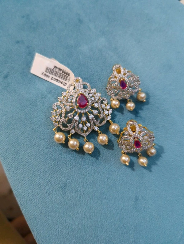 Diamond Copy Pendent Set  - Vz, red