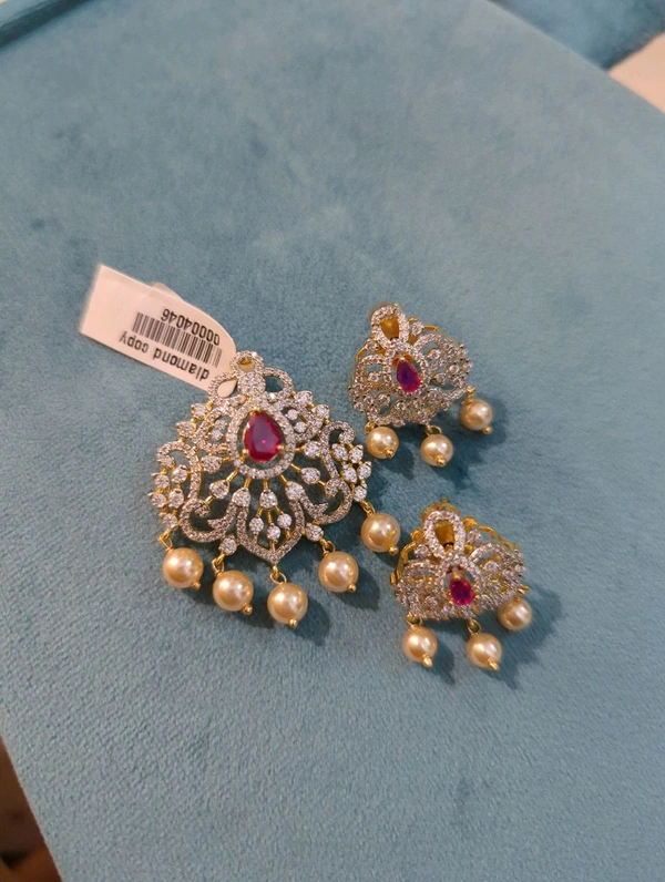 Diamond Copy Pendent Set  - Vz, red