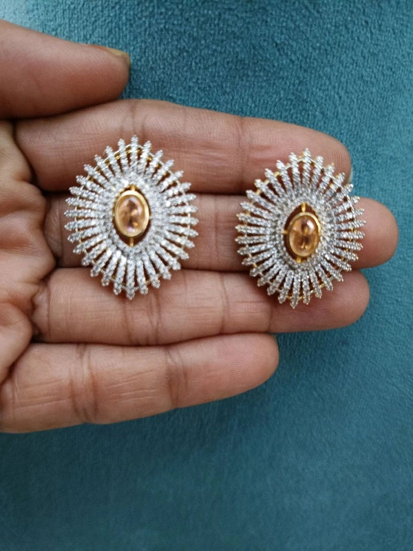 Designer Eye Shape Stud's  - Vz, Pink