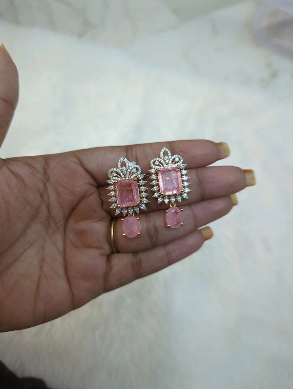 Diamond Copy Earrings  - Vz, Pink