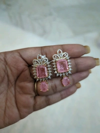 Diamond Copy Earrings  - Vz, Pink