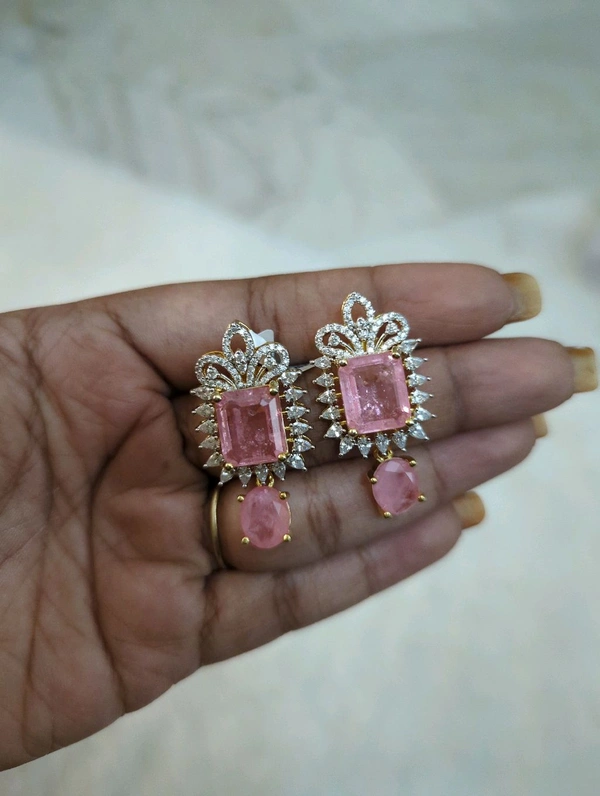 Diamond Copy Earrings  - Vz, Pink