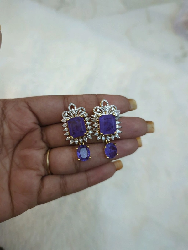 Diamond Copy Earrings  - Vz, Electric Violet