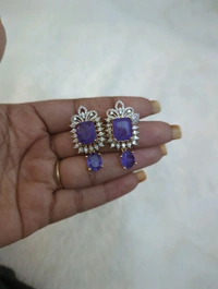 Diamond Copy Earrings  - Vz, Electric Violet