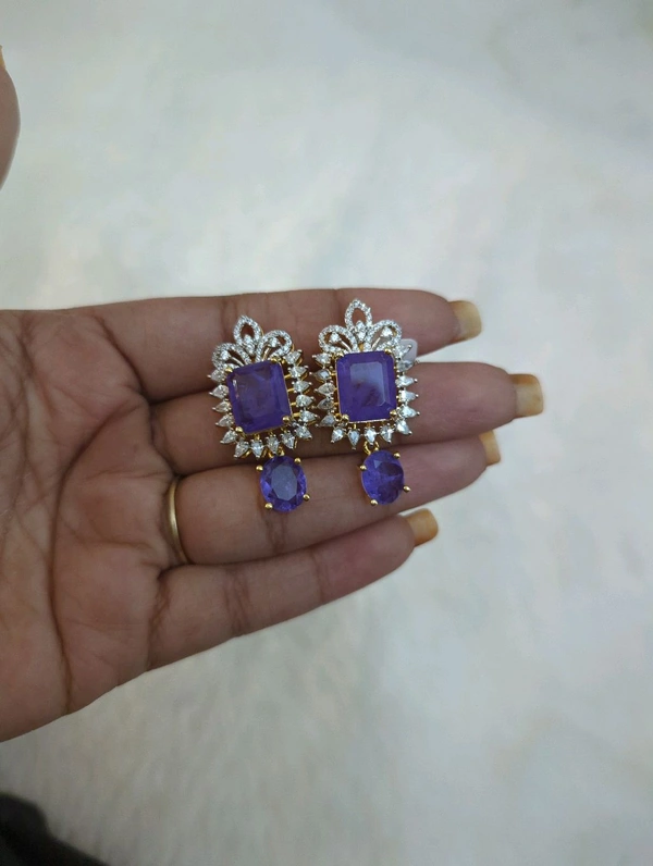 Diamond Copy Earrings  - Vz, Electric Violet