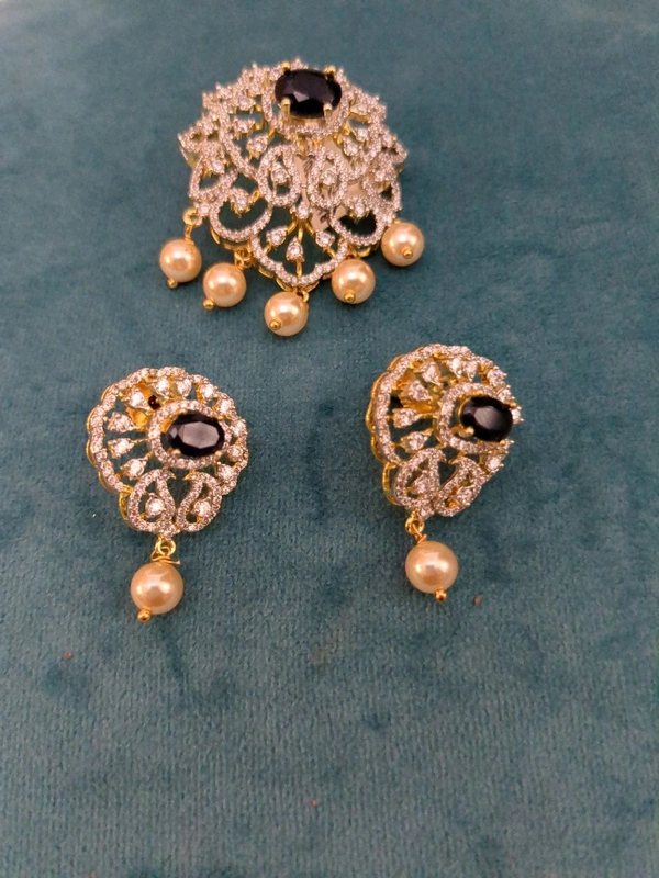 Diamond Copy Pendent Set  - Vz, Navy Blue