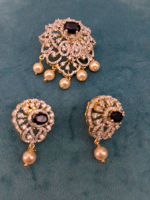 Diamond Copy Pendent Set  - Vz, Navy Blue