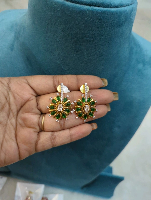 Diamond Copy Earrings  - Vz, green