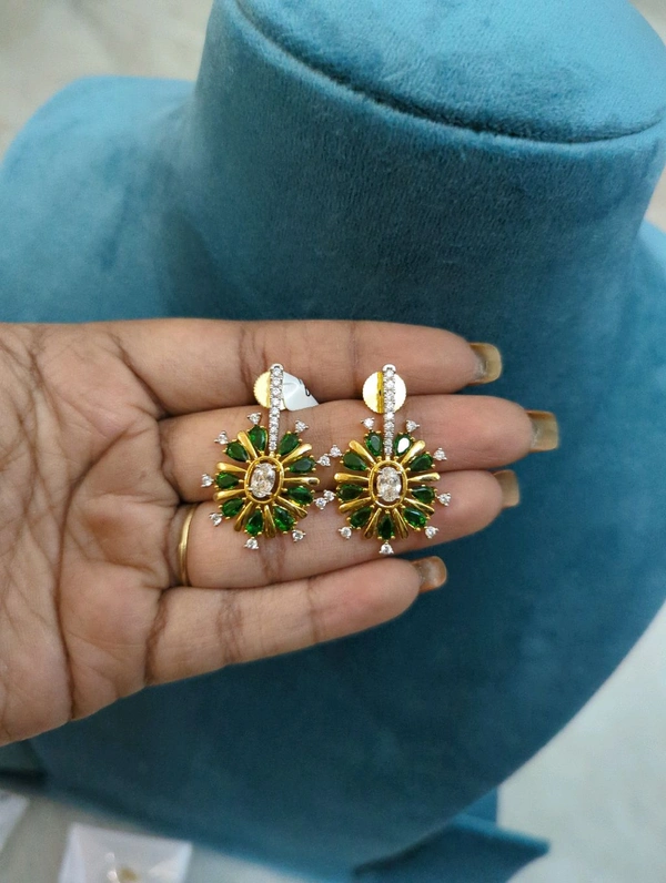 Diamond Copy Earrings  - Vz, green