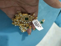 Gold Copy Polki Pendent Set  - Vz, green