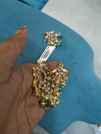 Gold Copy Polki Pendent Set  - Vz, Red