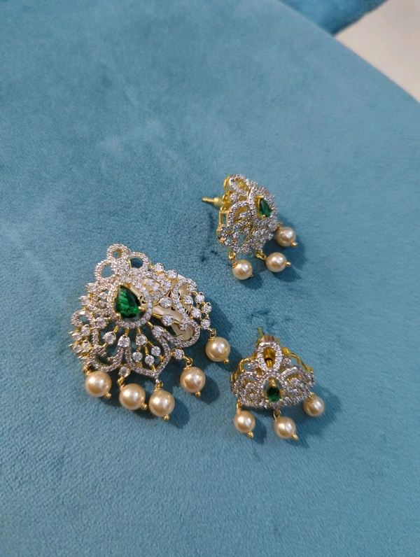 Diamond Copy Pendent Set  - Vz, green