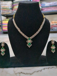 Premium Diamond Copy Neck Set  - Vz, green