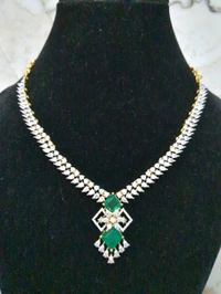 Premium Diamond Copy Neck Set  - Vz, green