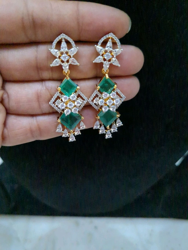 Premium Diamond Copy Neck Set  - Vz, green