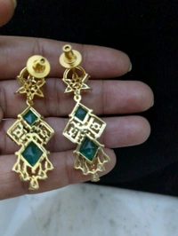 Premium Diamond Copy Neck Set  - Vz, green