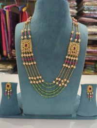 Real Gold Copy Polki Set With Real Beads  - HD