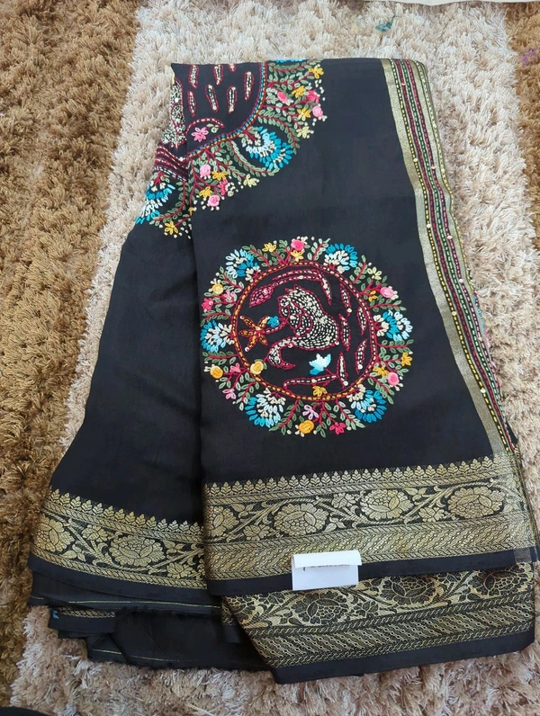 Designer Dola Hand Work  - Black