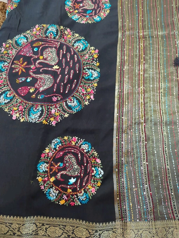 Designer Dola Hand Work  - Black