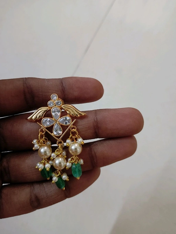 Gold Copy Polki Pendent Set  - Hd, Red