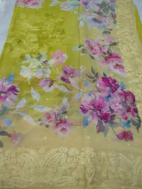 Pure Georgette Embroidery  - Olive