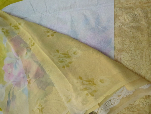 Pure Georgette Embroidery  - Olive
