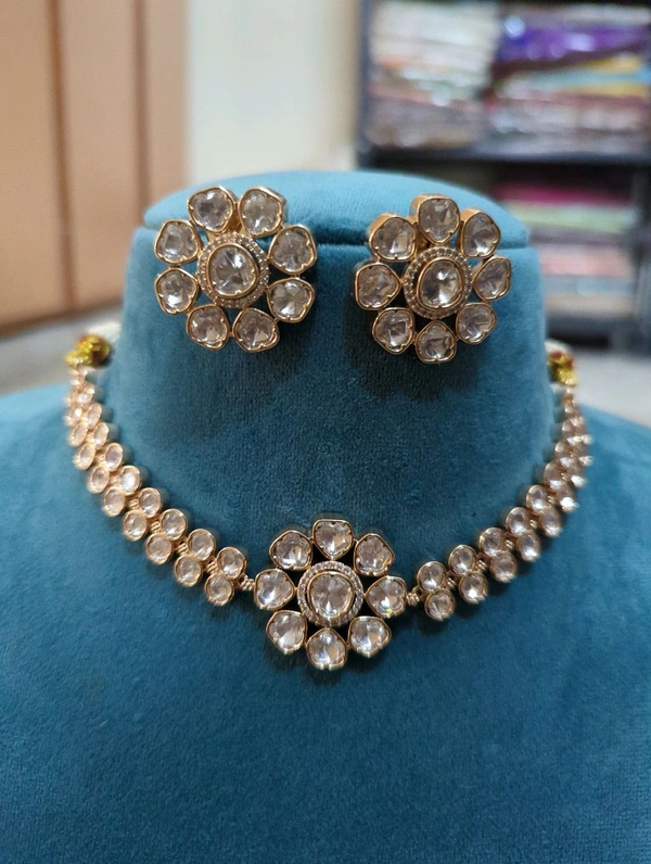 Premium Kundan Mossonite Neck Set 