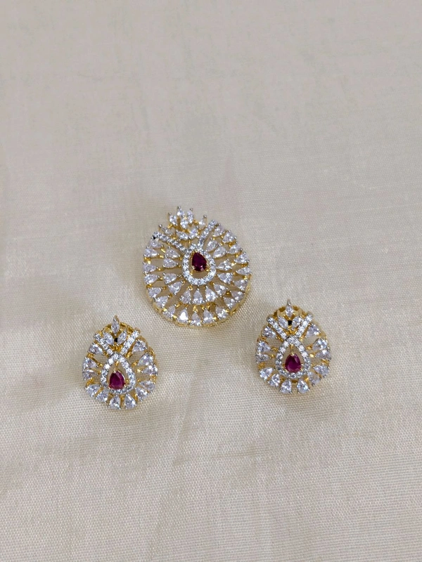 Diamond Copy Pendent Set  - Red, Vz