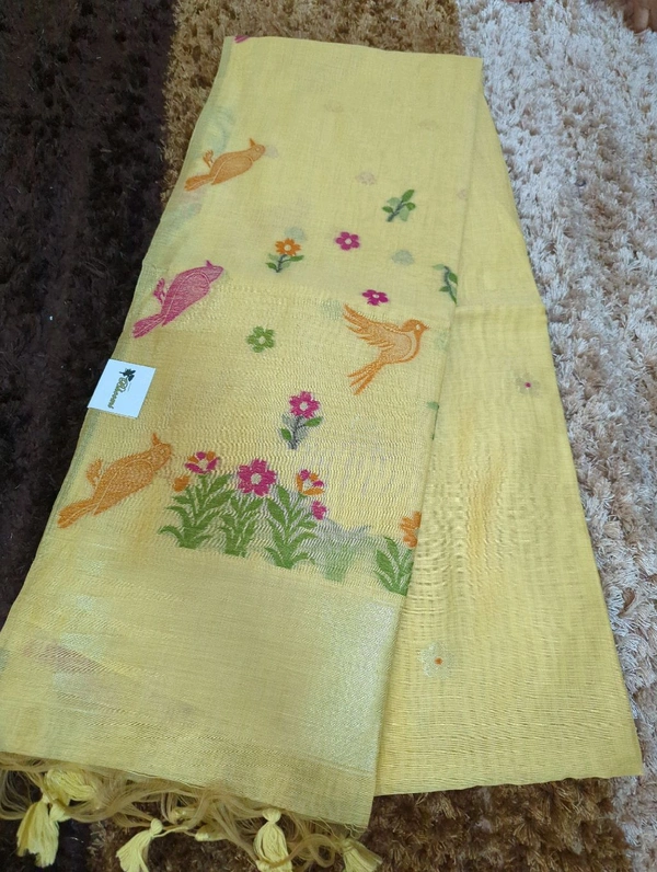 Soft Designer Jamdhani  - yellow
