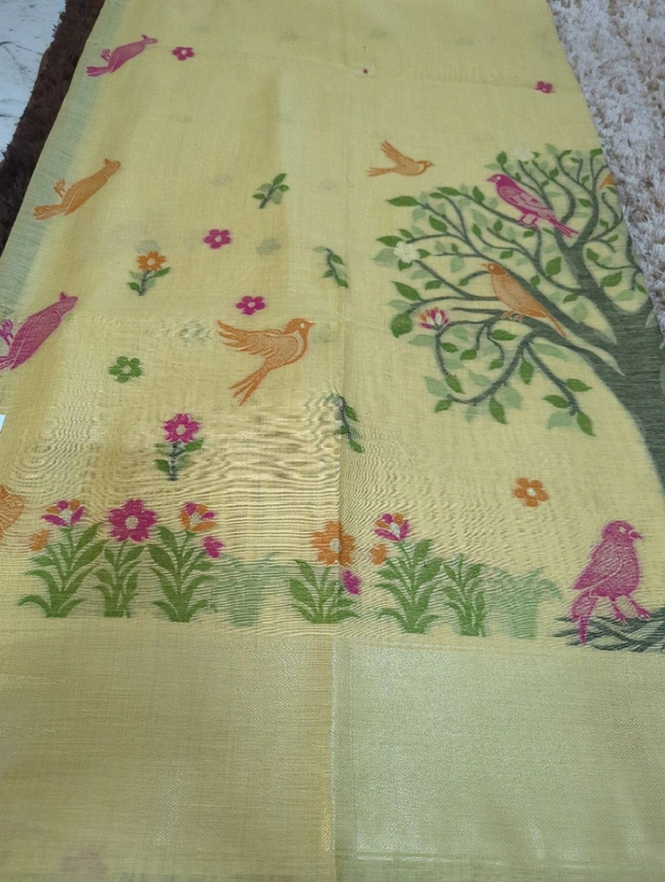 Soft Designer Jamdhani  - yellow