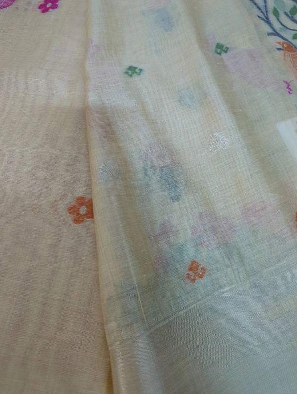 Soft Designer Jamdhani  - yellow