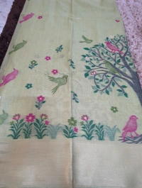 Soft Designer Jamdhani  - green