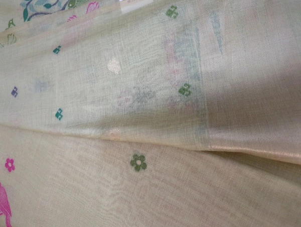 Soft Designer Jamdhani  - green