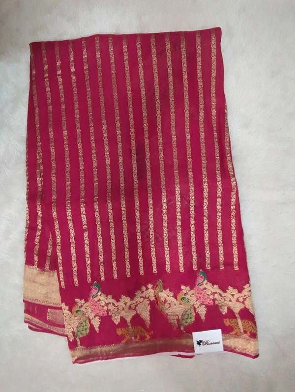 Pure Georgette Meena Work - pink