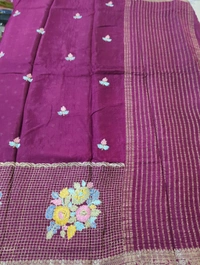 Pure Chinnon Designer With Embroidery  - maroon