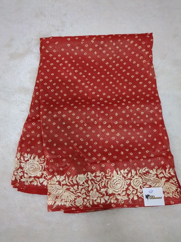 Pure Soft Tissue With Embroidery  - Red